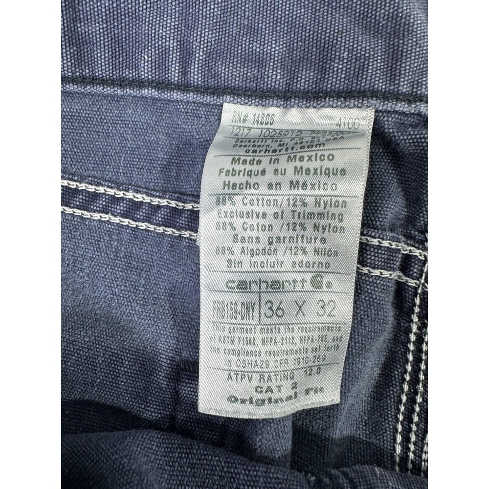 Carhartt FR Men's 36x32 Flame Resistant Work Pants Navy CAT 2 Original Fit - Picture 2 of 6